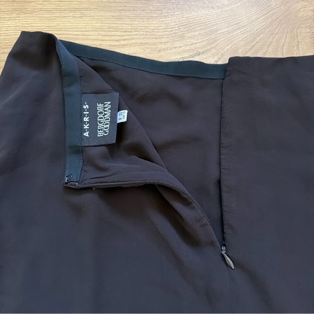 Akris Black Silk Skirt Size 10 Bergdorf Goodman‎ Layered Midi Skirt - Picture 5 of 9